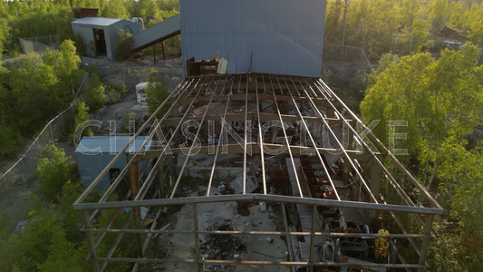 Ascending Drone Shot Revealing Ptarmigan Mine Ruins near Yellowknife