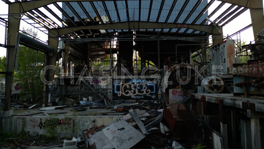 Close Drone Flythrough of Ptarmigan Mine Ruins with Graffiti Focus