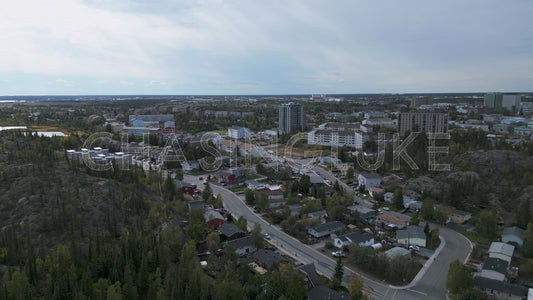 Rotating Drone View of Downtown Yellowknife from School Draw