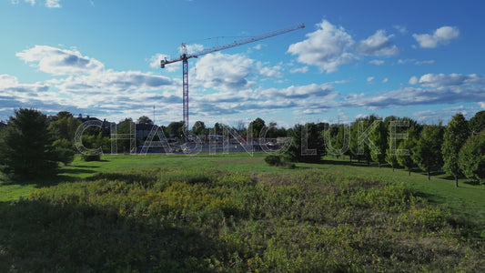 Rising Aerial Over Construction Site With Crane on Sunset Blvd Perth