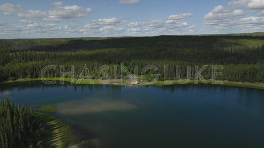 Drone Descending to Remote Cable Ferry, Prosperous Lake NWT