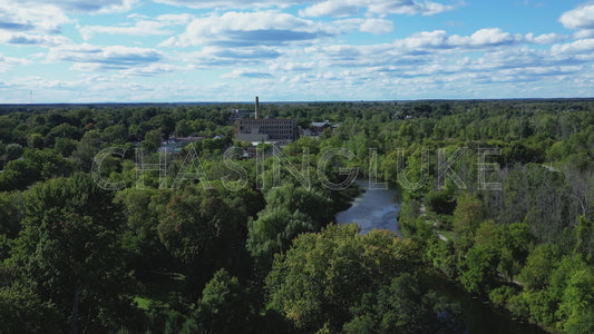 Aerial Over Tay River Facing Perth’s Historic Industrial Area