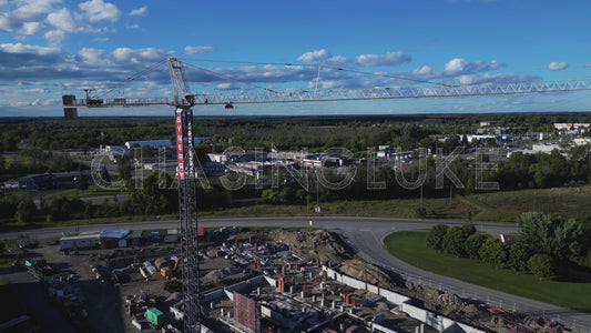 Partial Orbit Aerial Around Construction Crane on Sunset Blvd Perth