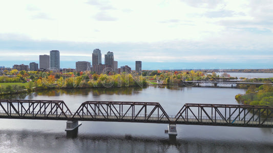 Forward Aerial Over Chief William Commanda Bridge Toward Mechanicsville
