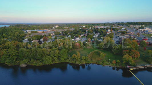Ascending Shot Over Hydro Park Revealing Arnprior Neighbourhoods