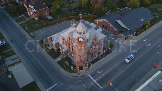 360 Orbit Around Arnprior and District Museum Clock Tower at Sunset