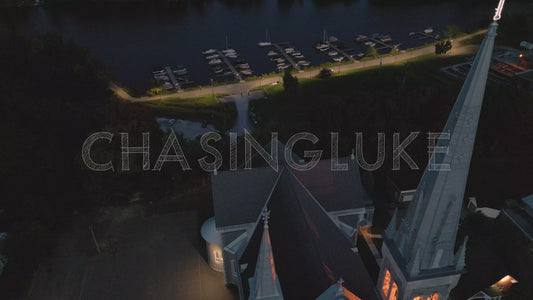Night Pullback of St. Joseph’s Catholic Church With Arnprior Marina