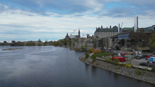 Rising Drone Shot Revealing Parliament Hill & Cliff Energy Centre
