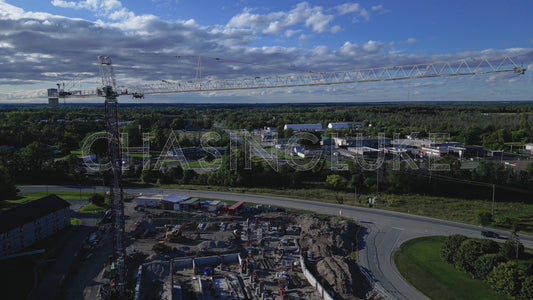 Pullback Aerial From Construction Crane Over Perth Sunset Blvd Site