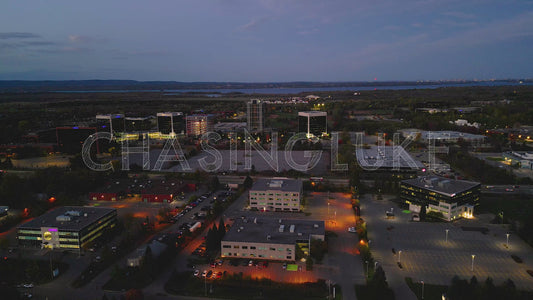 Night Flight Beside Innovation Drive, Lit Tech Park, Kanata North